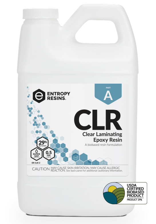 CLR Clear Laminating Epoxy Resin is a USDA Certified Biobased Product by Entropy Resins