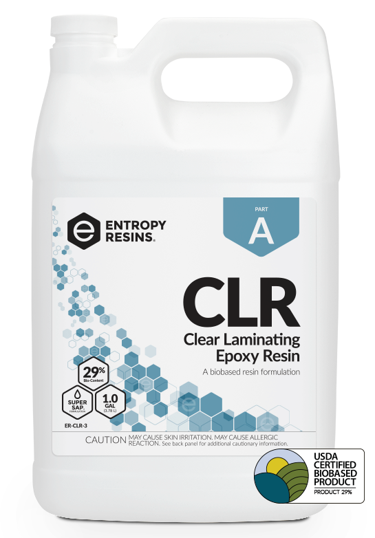 CLR Clear Laminating Epoxy Resin is a USDA Certified Biobased Product by Entropy Resins